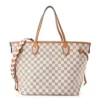 Louis Vuitton Braided Neverfull MM Damier Azur Canvas Orange Interior