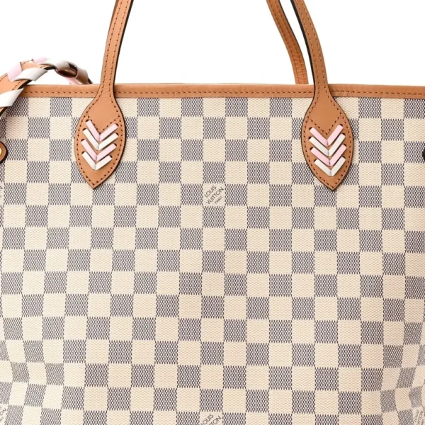 Louis Vuitton Braided Neverfull MM Damier Azur Canvas Orange Interior